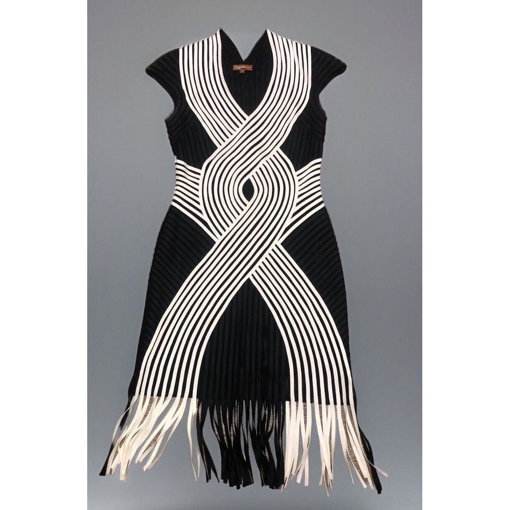 Vintage 90s OBSTINEE BY IKA
Wearable Art Dress Size 4
Stretch Black & White